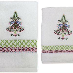 HOLIDAY - Dena Bath Towel Peppermint Twist Embroidered Collection SET